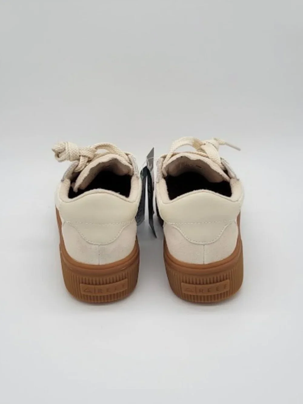 REEF Lay Day Lift Women’s Platform Sneakers Cream Gum Leather Size 7 NWOB
